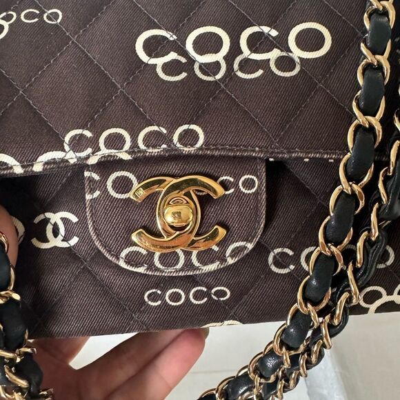 Chanel vintage classic double flap coco print black - Picture 6 of 16